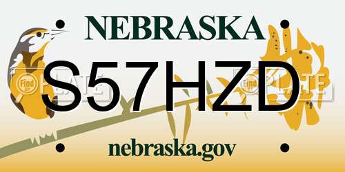 S57HZD Nebraska License Plate