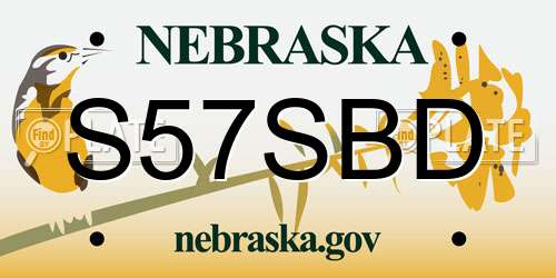 S57SBD Nebraska License Plate