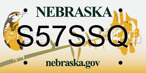 S57SSQ Nebraska License Plate