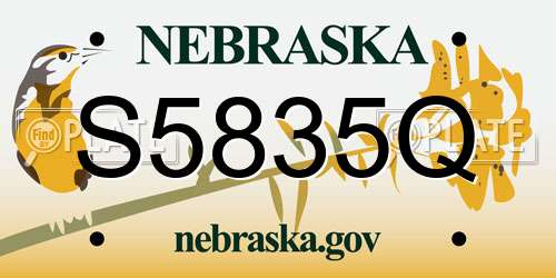 S5835Q Nebraska License Plate
