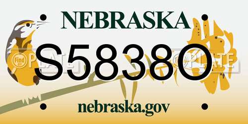 S5838O Nebraska License Plate