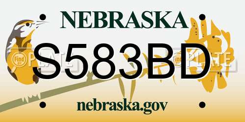 S583BD Nebraska License Plate