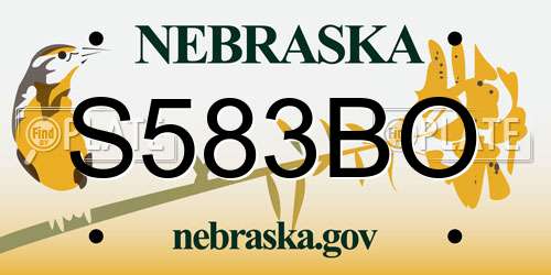 S583BO Nebraska License Plate
