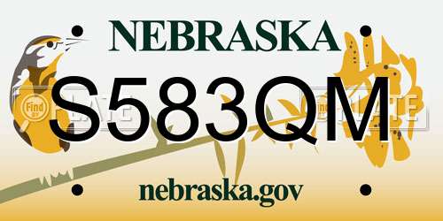 S583QM Nebraska License Plate