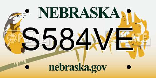 S584VE Nebraska License Plate