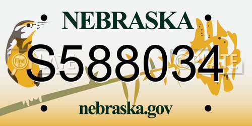 S588034 Nebraska License Plate