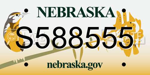 S588555 Nebraska License Plate