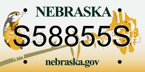 S58855S Nebraska License Plate