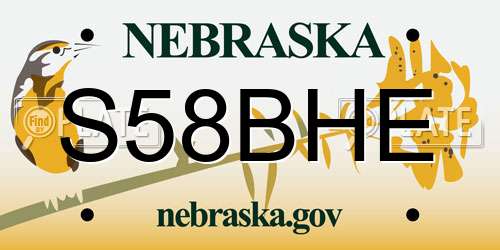 S58BHE Nebraska License Plate