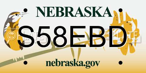 S58EBD Nebraska License Plate