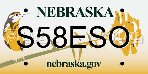 S58ESO Nebraska License Plate
