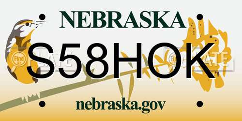S58HOK Nebraska License Plate