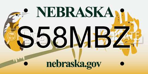 S58MBZ Nebraska License Plate