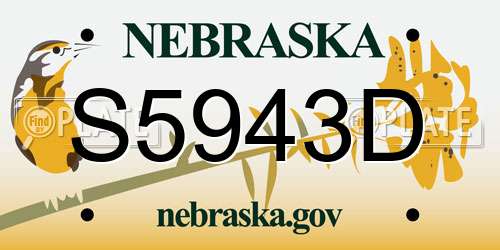 S5943D Nebraska License Plate