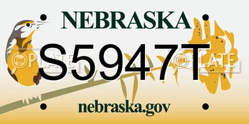 S5947T Nebraska License Plate
