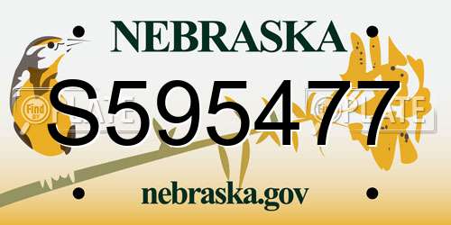 S595477 Nebraska License Plate