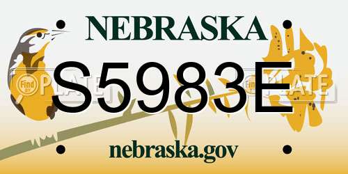 S5983E Nebraska License Plate