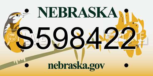S598422 Nebraska License Plate