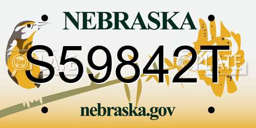 S59842T Nebraska License Plate