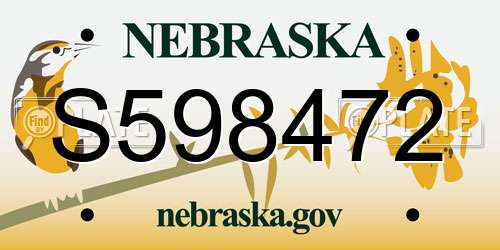 S598472 Nebraska License Plate