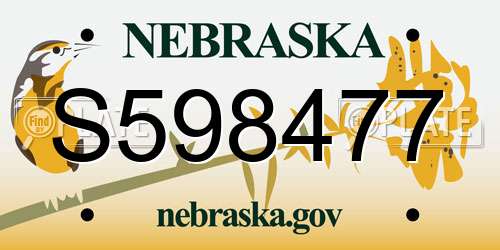 S598477 Nebraska License Plate