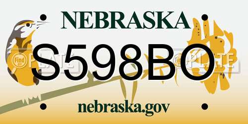 S598BO Nebraska License Plate