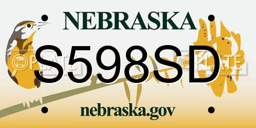 S598SD Nebraska License Plate