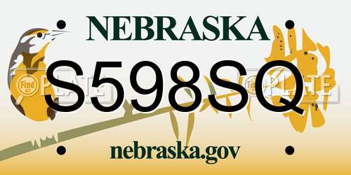 S598SQ Nebraska License Plate