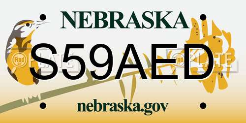 S59AED Nebraska License Plate