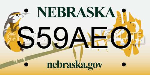 S59AEO Nebraska License Plate