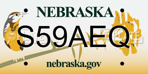 S59AEQ Nebraska License Plate