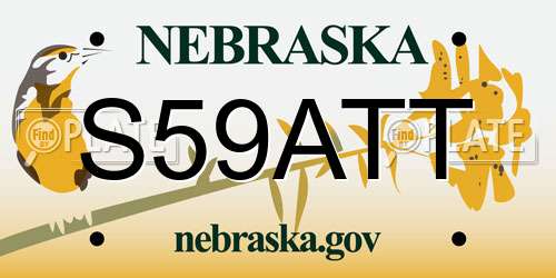 S59ATT Nebraska License Plate