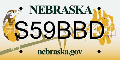 S59BBD Nebraska License Plate