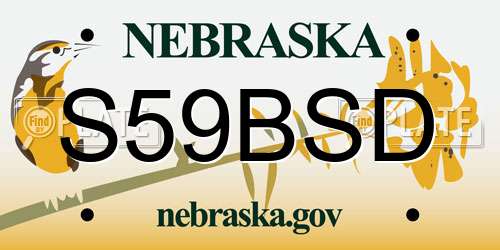 S59BSD Nebraska License Plate
