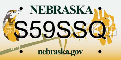 S59SSQ Nebraska License Plate