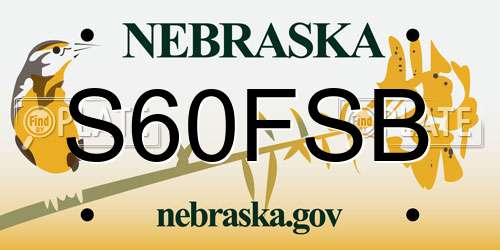 S60FSB Nebraska License Plate