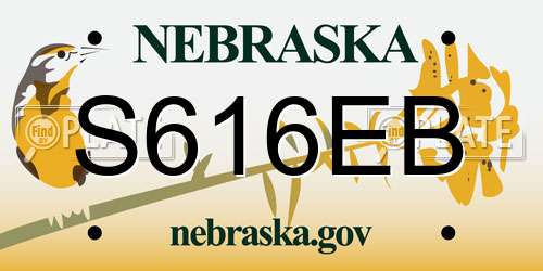 S616EB Nebraska License Plate
