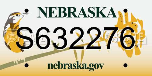 S632276 Nebraska License Plate