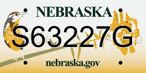 S63227G Nebraska License Plate