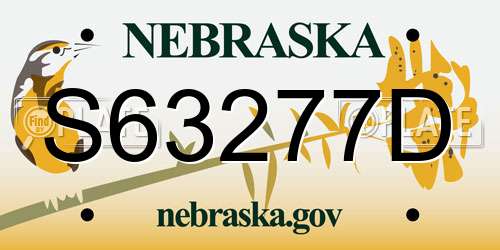S63277D Nebraska License Plate