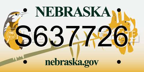 S637726 Nebraska License Plate