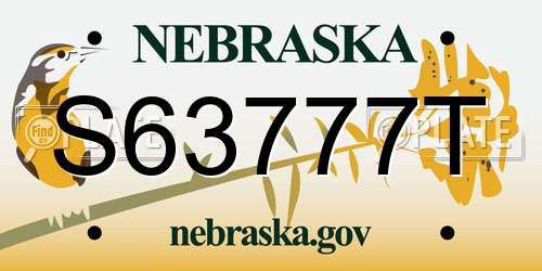 S63777T Nebraska License Plate