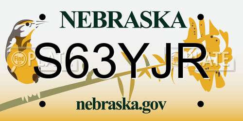 S63YJR Nebraska License Plate