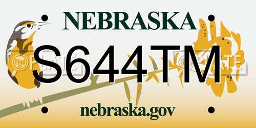 S644TM Nebraska License Plate