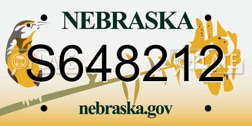 S648212 Nebraska License Plate