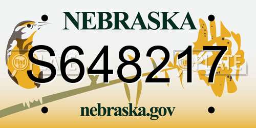 S648217 Nebraska License Plate