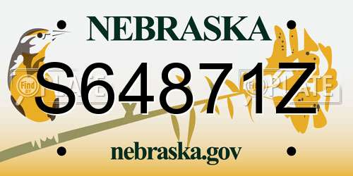 S64871Z Nebraska License Plate