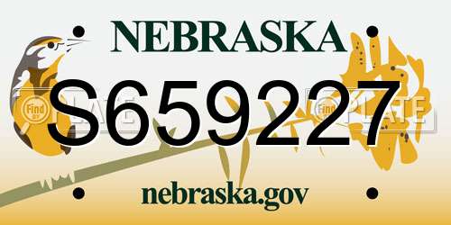 S659227 Nebraska License Plate