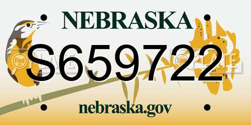 S659722 Nebraska License Plate
