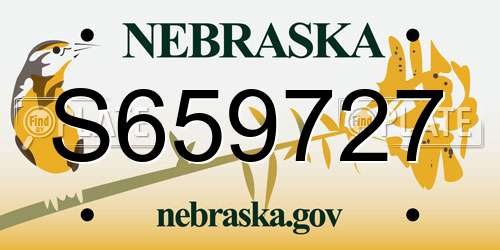 S659727 Nebraska License Plate